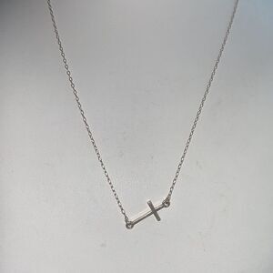 Sterling Silver Sideways Cross Necklace